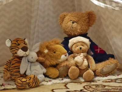 Cuddly Toys in games room at Maison Lairoux