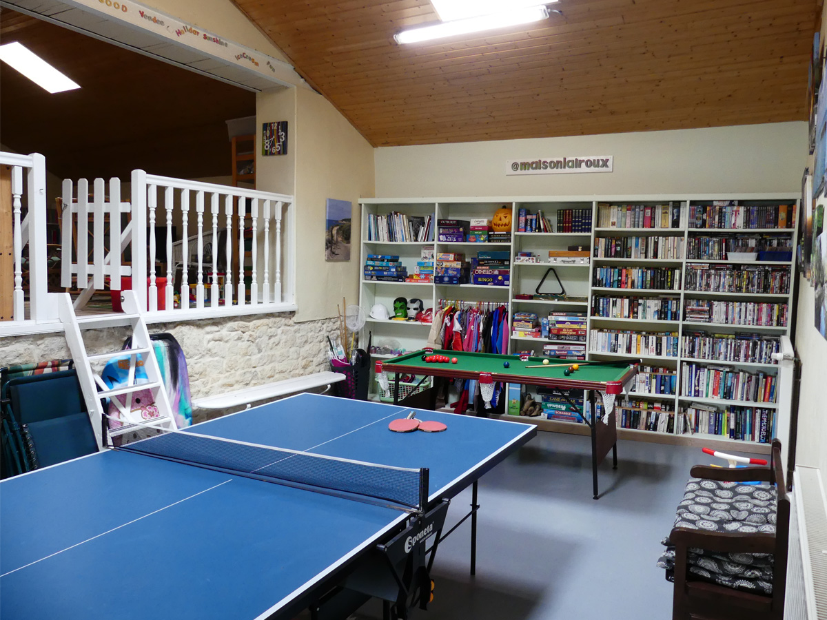 The Games room at Maison Lairoux Holiday Cottages