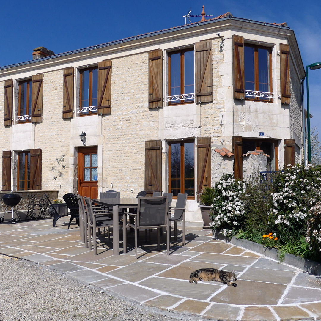 The new terrace at Le Veux Cafe holiday home in Lairoux