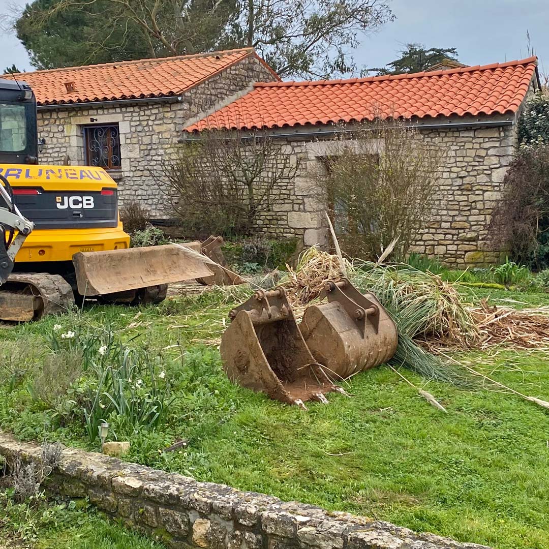 Removing the papmas grass at Maison Lairoux