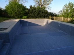New liner for the heated pool at Maison Lairuox holiday homes